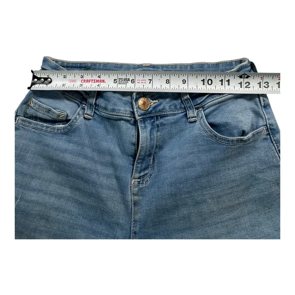 Justice‎ Girls Size 16 Blue Denim Straight Leg Jeans Distressed Frayed Hem